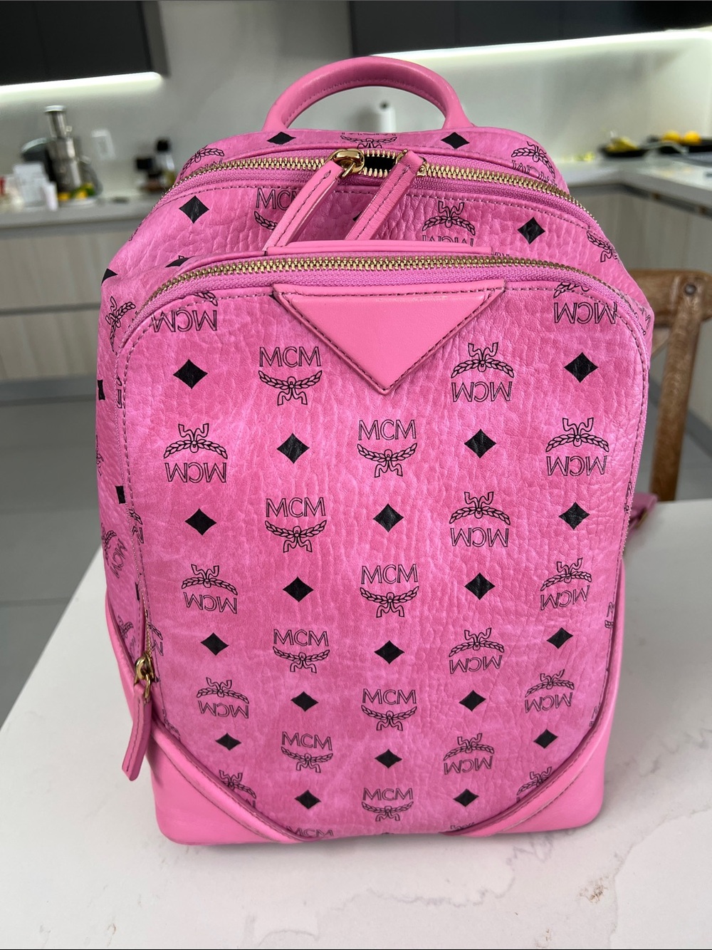 AUTHENTIC MCM Pink Leather Backpack